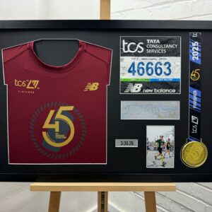 DIY London marathon 2025 medal frame with shirt