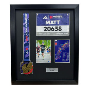 Manchester Marathon Medal Frame with Map & Running Bib