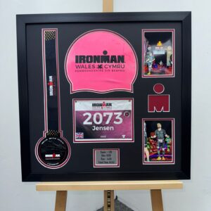 Ironman Wales 2025 Medal & Bib Framing with Swim Cap and Two Photos"
